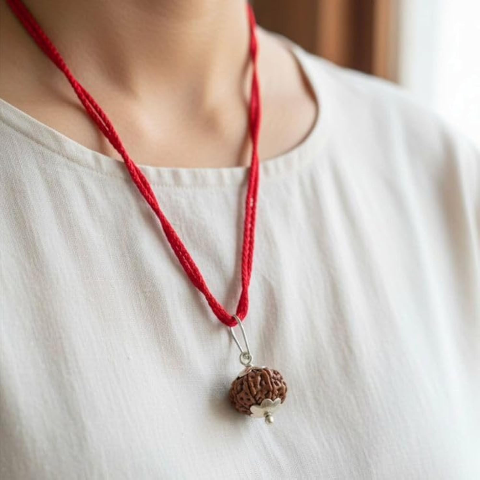 5 Mukhi Rudraksha Pendant with Silver Capping
